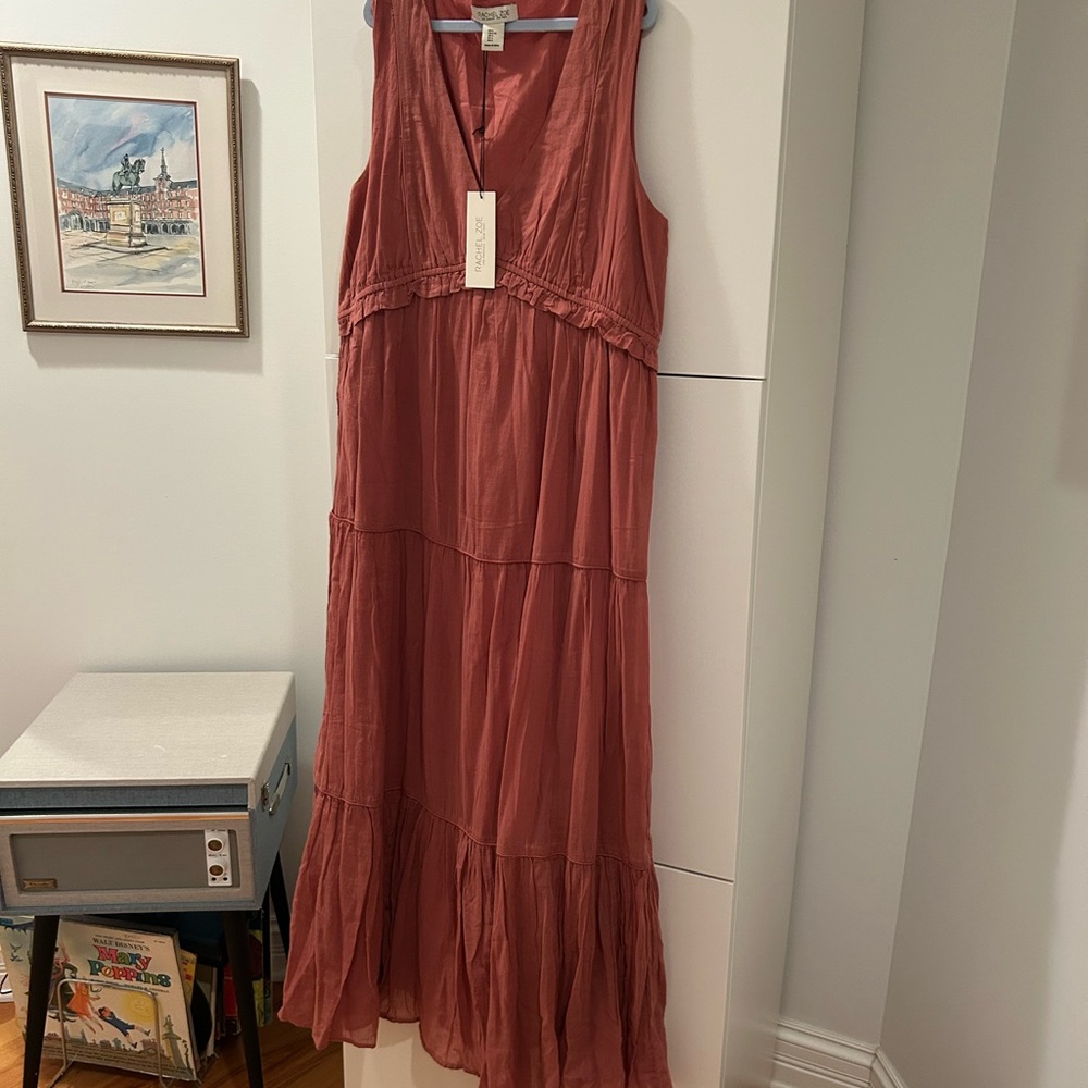 NWT Sleeveless Flowy Tiered Terracotta Maxi Dress